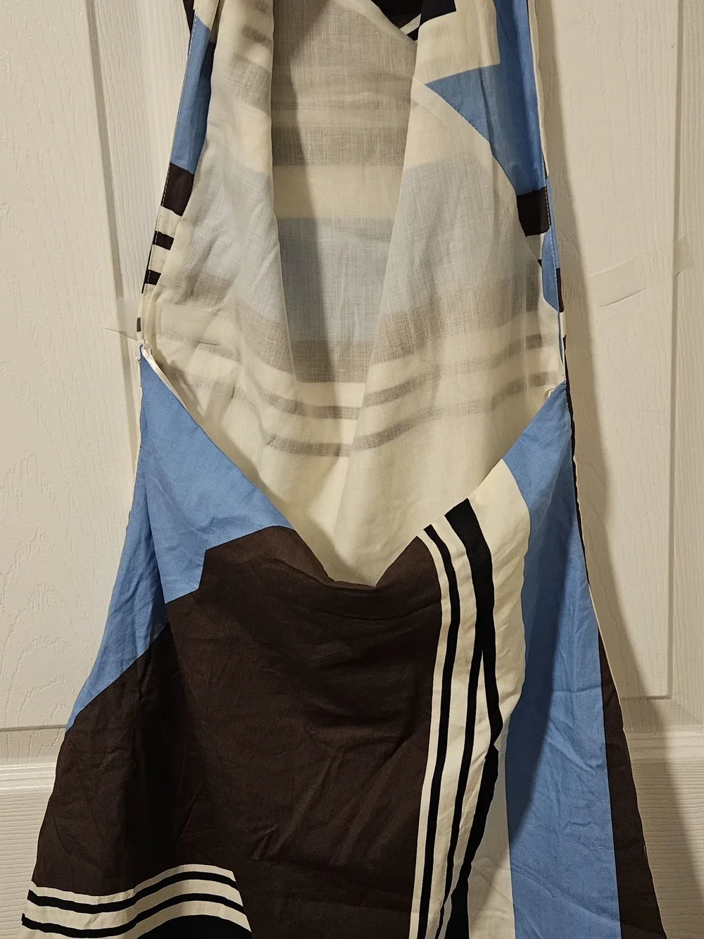 Zara Blue and Cream Striped Maxi Dress - Picture 3 of 5